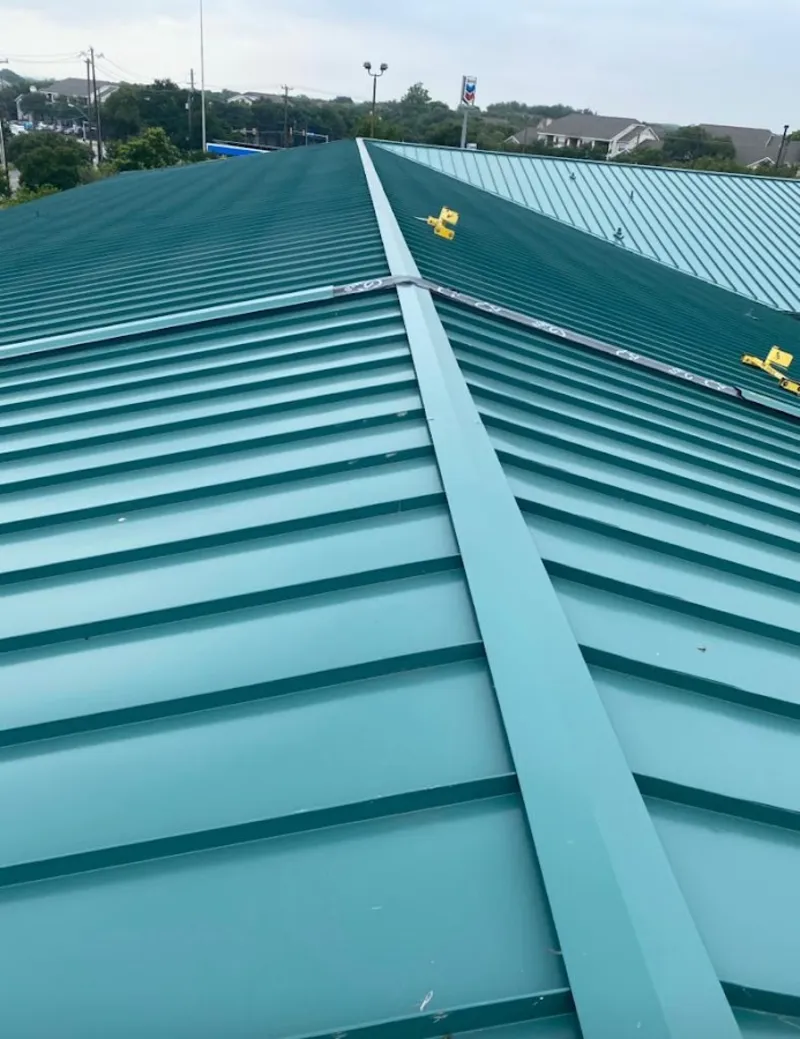 Green commercial metal roof ridge and valley for Metal Roof Repair in Horizon City